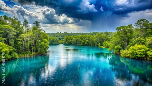 Rainy Season Serenity: Blue Lake River in Tropical Florida