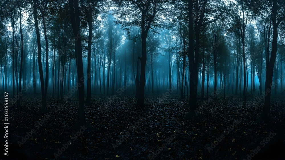Deep forest and moody trees Mysterious and scary forest. halloween concept Deep forest and moody trees Mysterious and scary forest. halloween concept