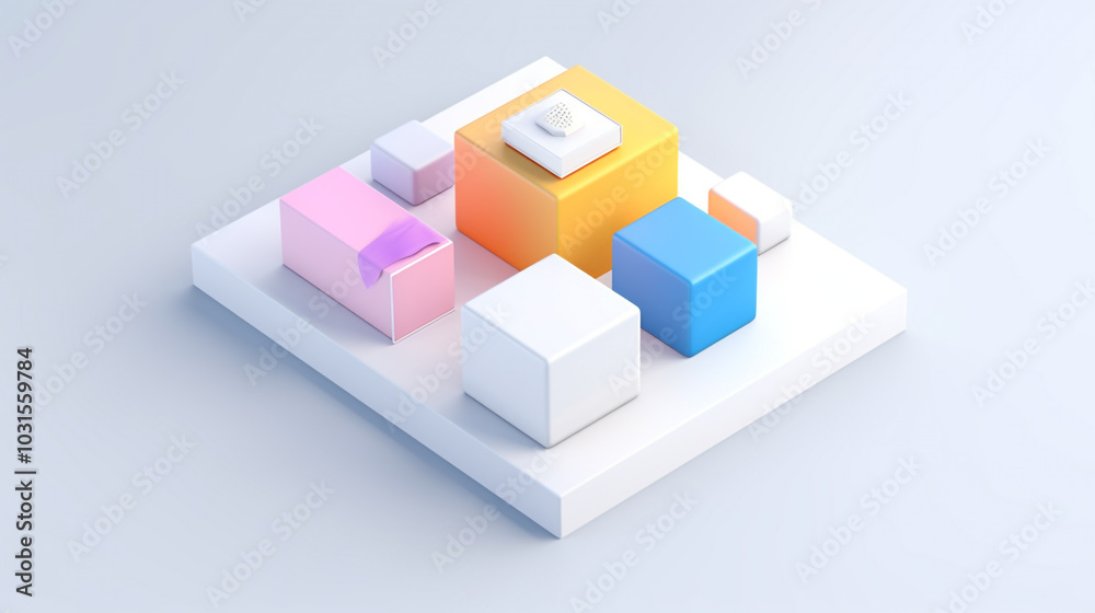 Obraz premium Blocks Vibrant 3d-rendered blocks in various colors creating a playful backdrop a stack of colorful blocks with a blue background 