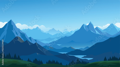 Blue Mountains Scenic Landscape Illustration