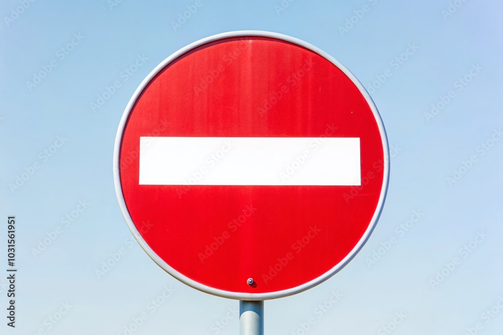 Red Circular No Entry Sign for Safety Promotion on White Background Red Circular No Entry Sign for Safety Promotion on White Background