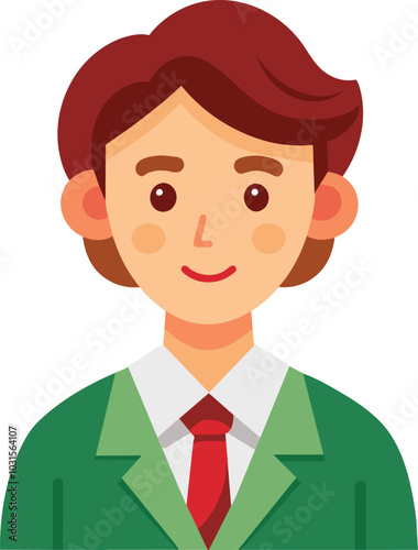 Smiling Businessman Avatar: A friendly and approachable cartoon avatar of a businessman, perfect for representing your brand's professionalism and welcoming nature.  