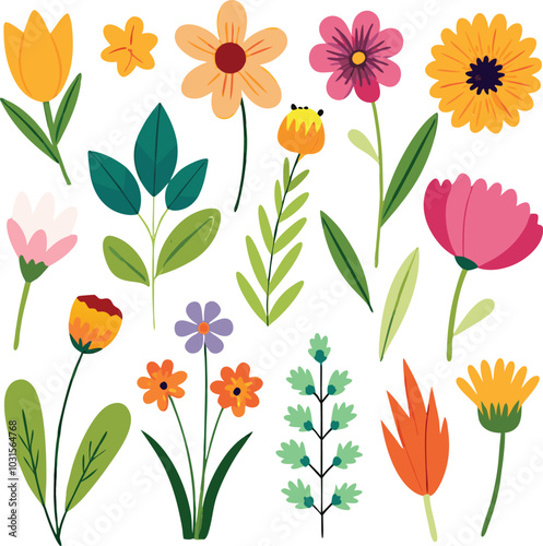 Wallpaper Mural Colorful Floral Illustrations Nature, Garden, Plants, Flowers Torontodigital.ca