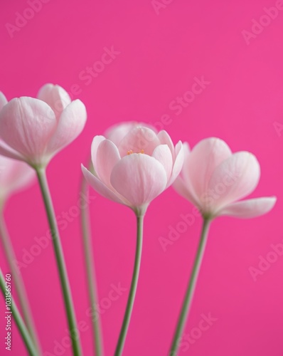 Pink Flowers on a Bright Pink Background.