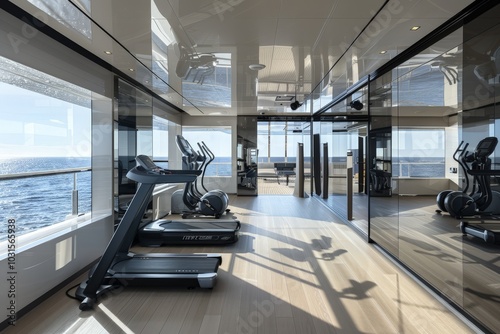 Luxury Yacht Gym with Ocean View