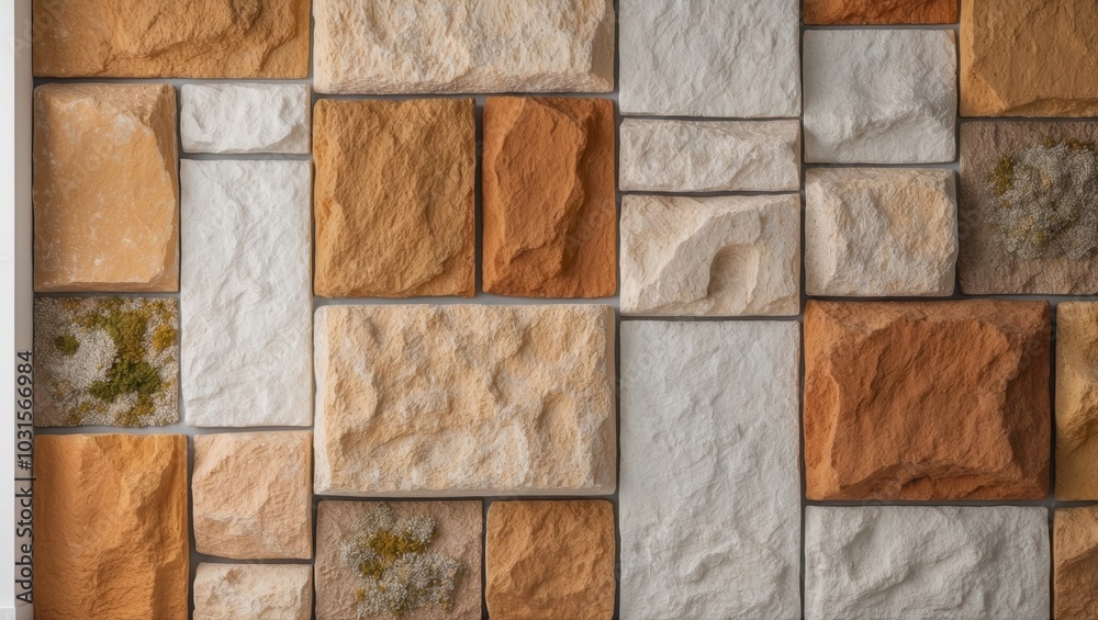 Fototapeta premium Varied Textured Natural Stone Wall Background.