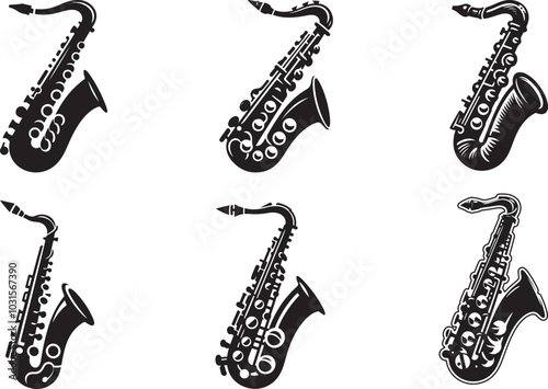 Creative saxophone silhouette vector illustration design