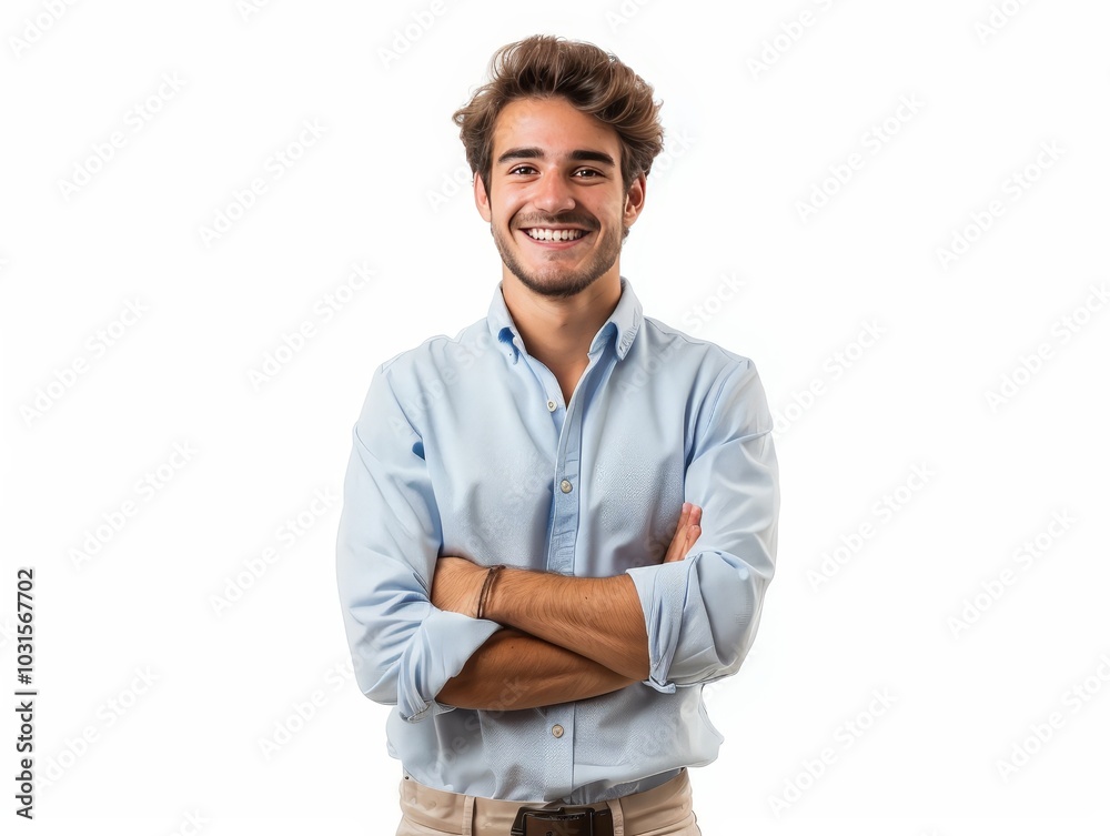 Portrait of a smiling young man with arms crossed Isolated On White Background Portrait of a smiling young man with arms crossed Isolated On White Background