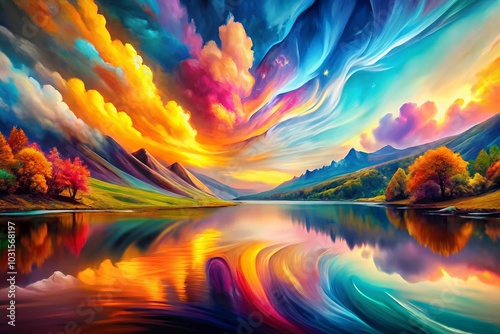 Vibrant Abstract Colors Painting Illustration for Stunning Wall Art and Banners - Perfect for Modern Decor, Creative Spaces, and Artistic Expressions