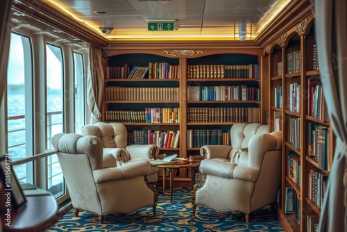 Cozy Library on a Cruise Ship