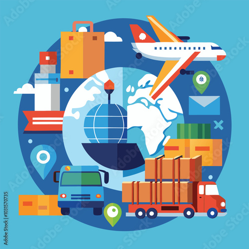 Import and export concepts shipping goods by sea or air transportation. International logistics, cargo shipping. World trade. Businessmen sell goods and services around the world. World partnership