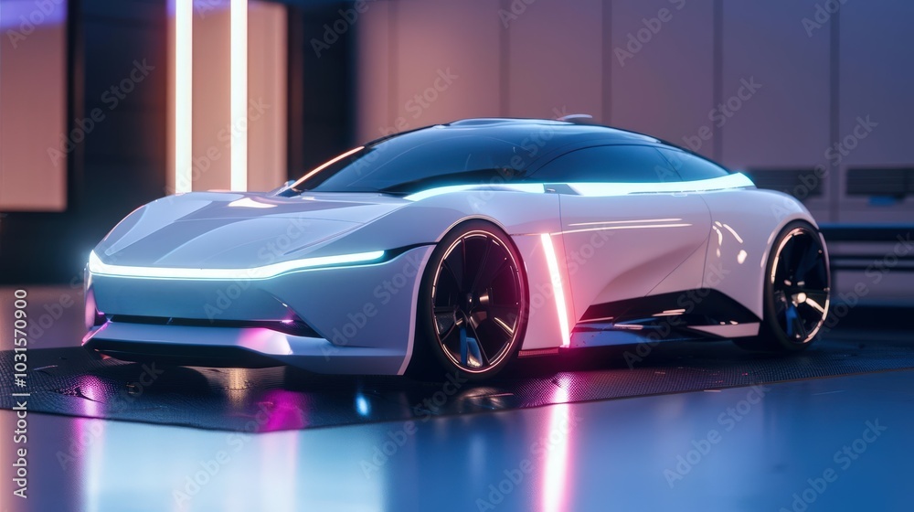 Create a stunning 3D model of an electric car, emphasizing its sleek and futuristic design Create a stunning 3D model of an electric car, emphasizing its sleek and futuristic design