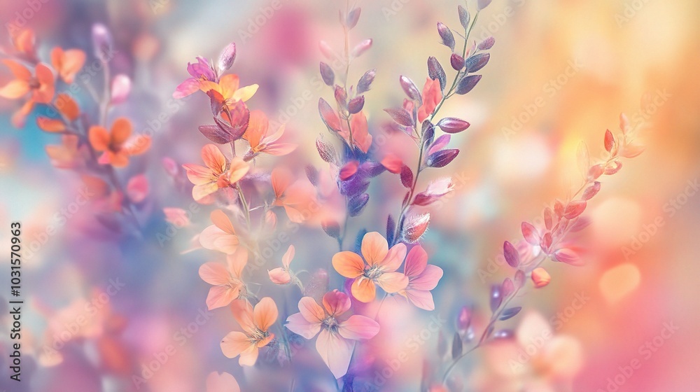 Fototapeta premium Soft Floral Background with Colorful Petals
