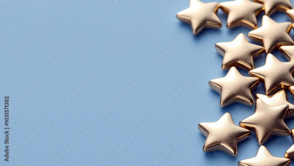Golden stars on blue background empty space for text Golden stars on blue background empty space for text