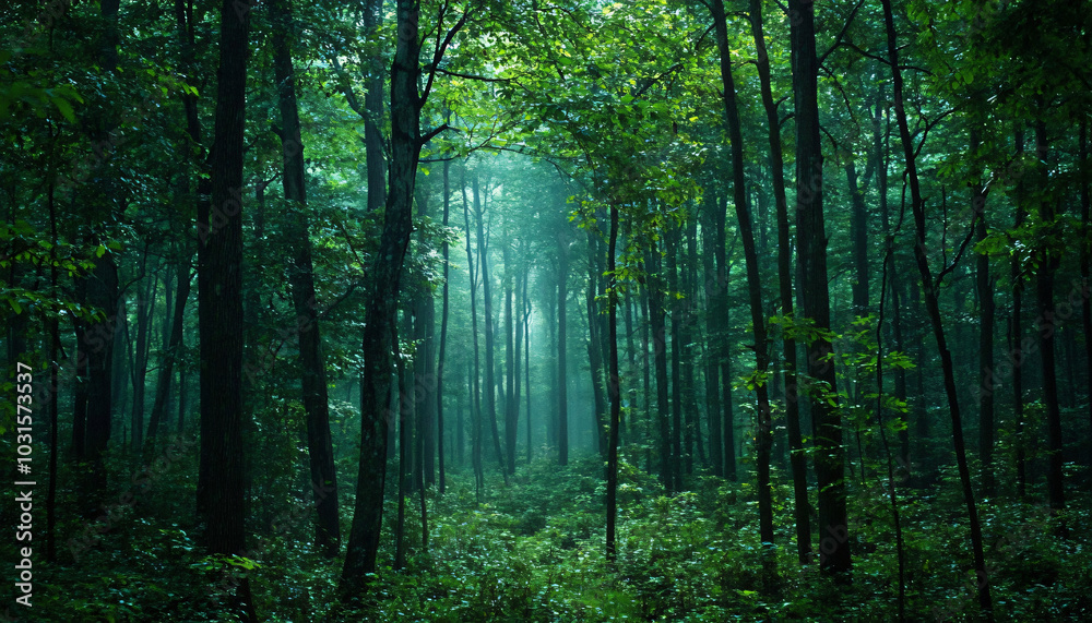 Obraz premium A dense forest where the leaves of every tree murmur soft, unintelligible words