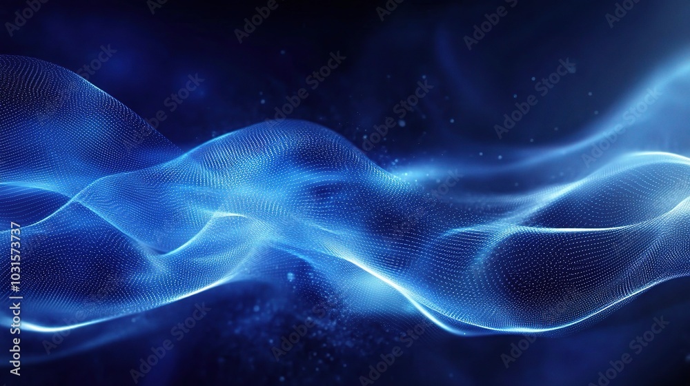 Fototapeta premium Abstract Blue Wave Pattern with Light Effects