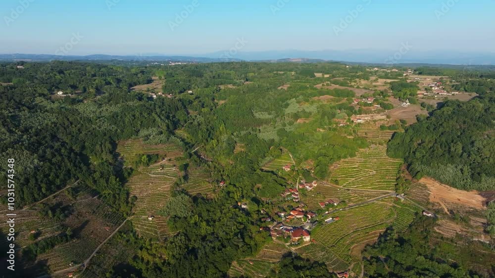 Panorama Of Countryside Town. Aerial Shot Panorama Of Countryside Town. Aerial Shot