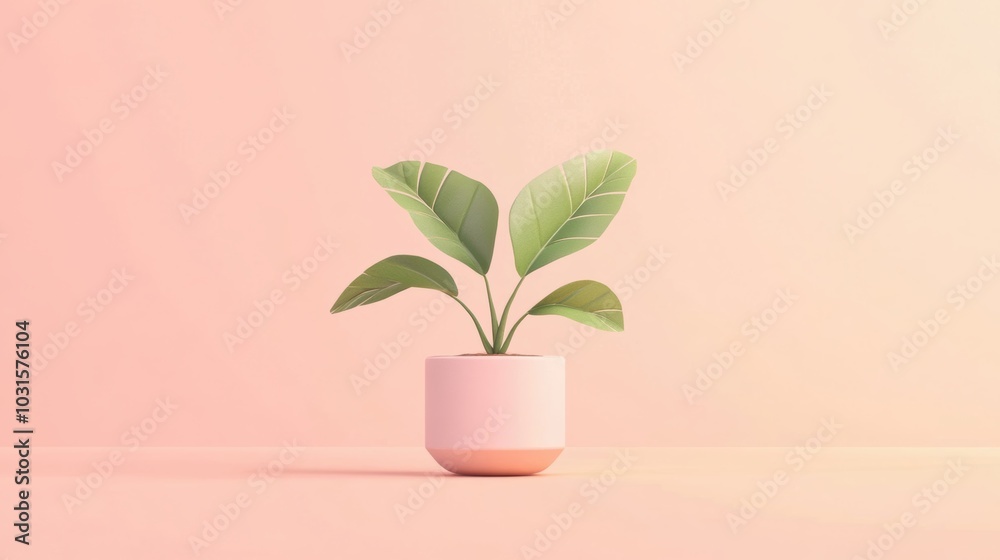 Minimalist plant on a soft pastel background Minimalist plant on a soft pastel background
