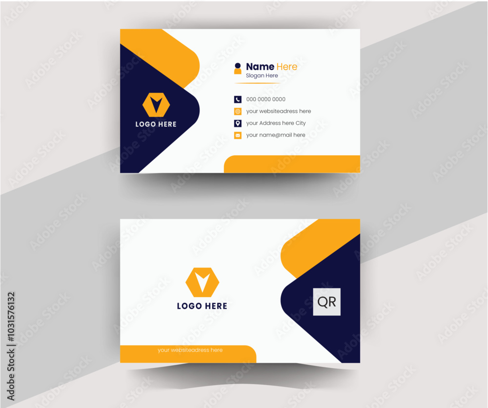 Modern and simple business card design with yellow and dark black color. Vector illustration design.. Modern and simple business card design with yellow and dark black color. Vector illustration design..