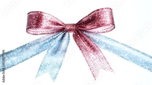 Red Blue Glitter Bow