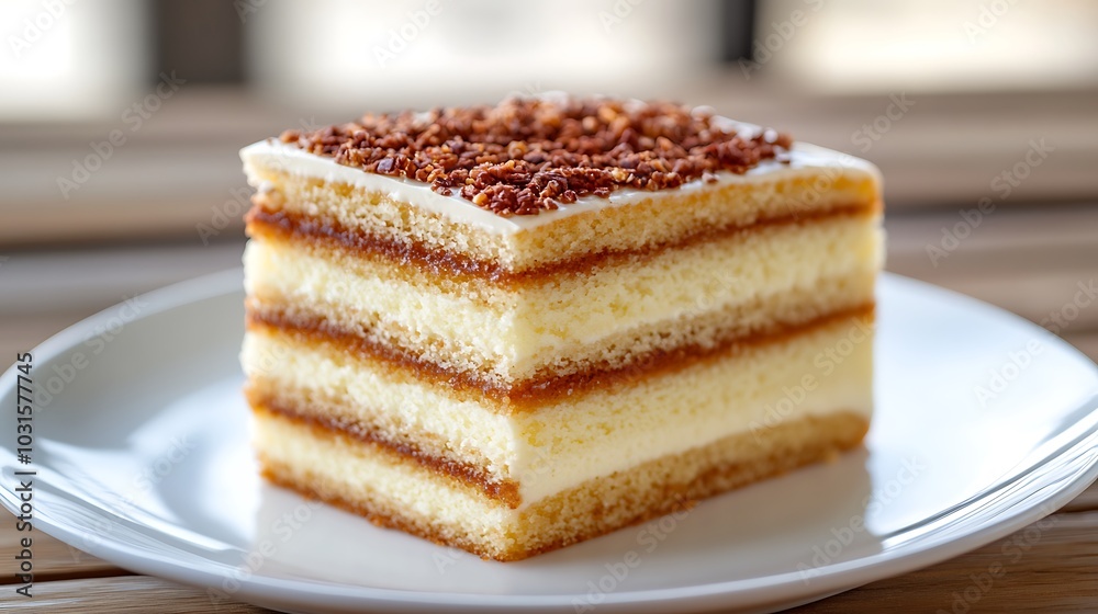 Elegant Vanilla Layered Sponge Cake Slice Elegant Vanilla Layered Sponge Cake Slice