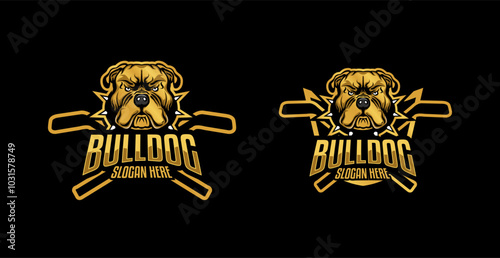 ice hockey tournament sport shield emblem badge logo design vector inspiration bulldog icon