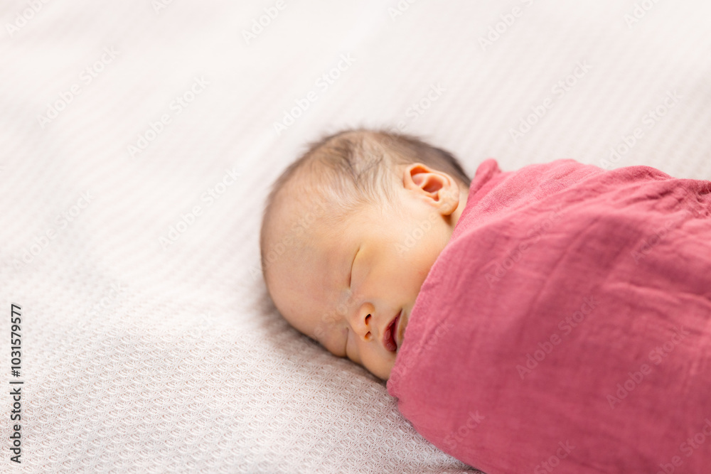 Adorable baby fall asleep on bed Adorable baby fall asleep on bed
