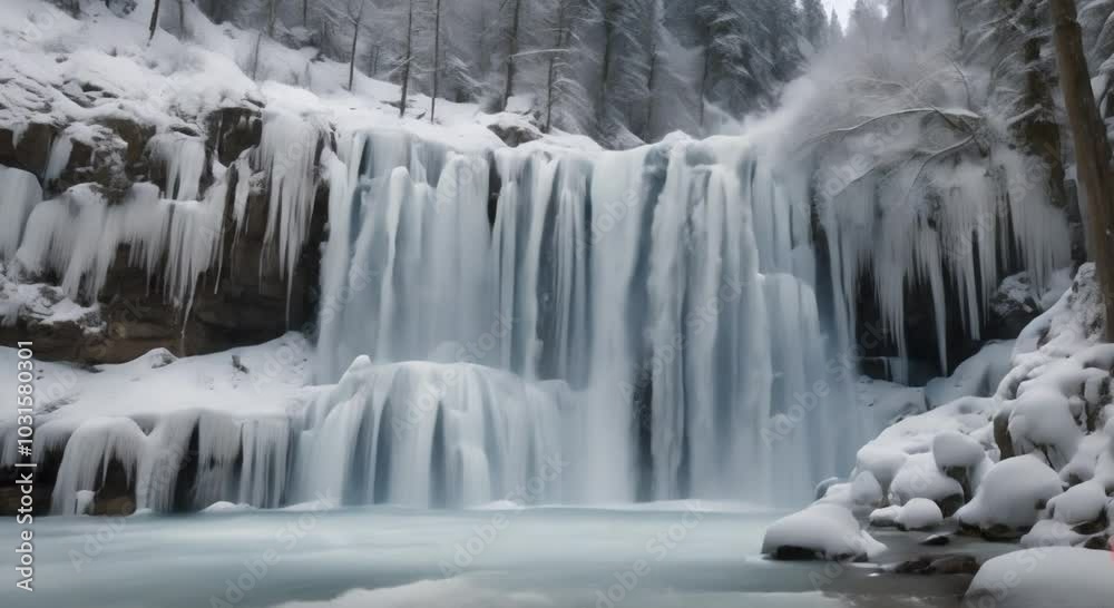 Frozen Waterfall Illuminated by the Winter Moon Frozen Waterfall Illuminated by the Winter Moon