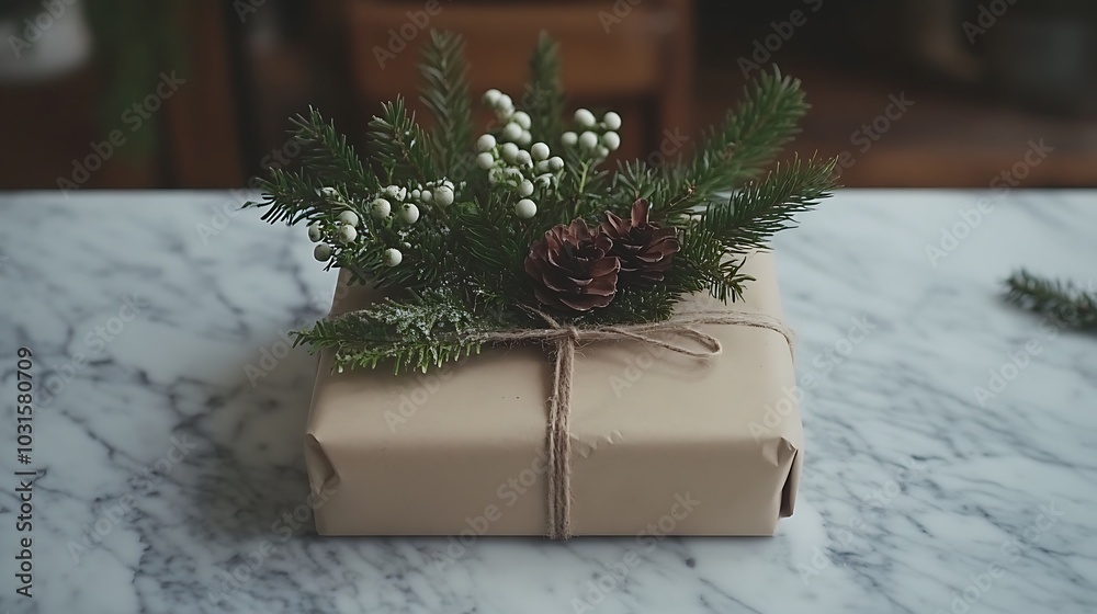 Elegant Minimalist Gift Wrap with Natural Accents Elegant Minimalist Gift Wrap with Natural Accents