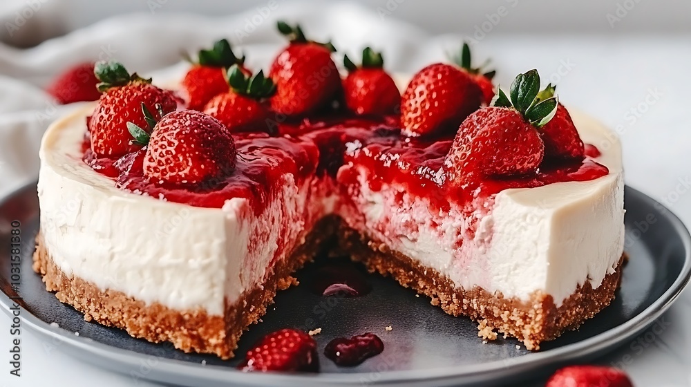 Creamy Cheesecake with Strawberry Topping Delight Creamy Cheesecake with Strawberry Topping Delight