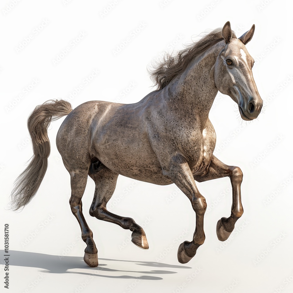 Obraz premium A Grey Horse Running on White Background