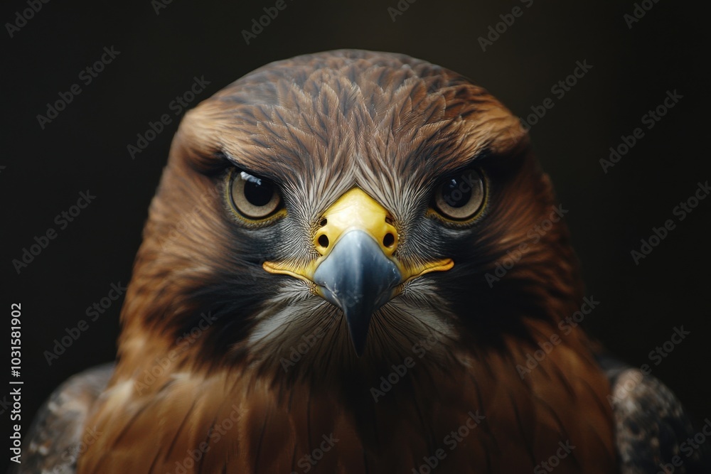 Close-up of a falcon's expressive gaze highlighting its sharp eyes and powerful features in natural light Close-up of a falcon's expressive gaze highlighting its sharp eyes and powerful features in natural light