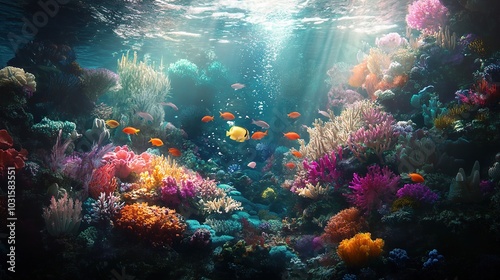 Wallpaper Mural Vibrant Underwater Coral Reef with Colorful Fish Torontodigital.ca