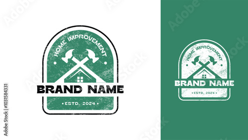 Home construction repair renovation Improvement Logo design and icon vector in green