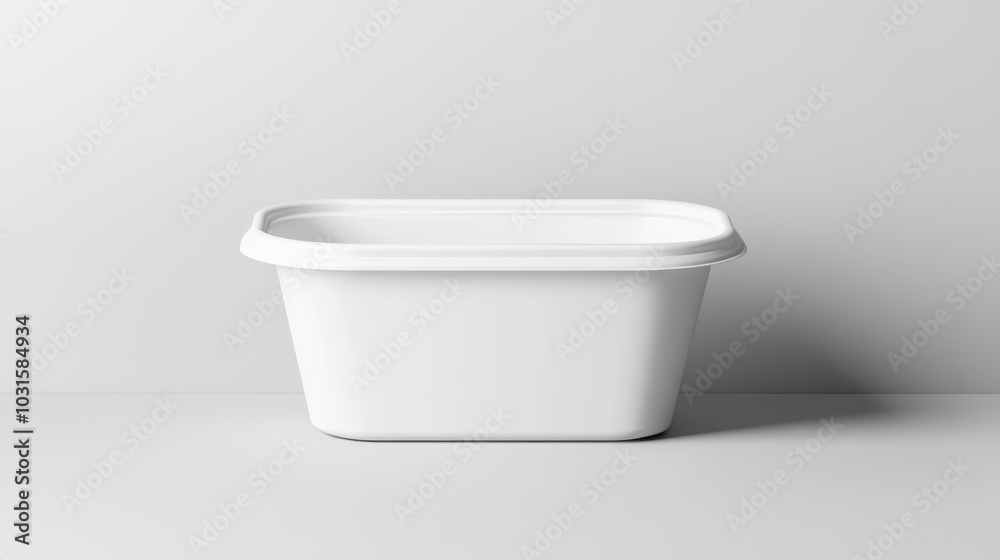 Mockup of a plain, white food container. Mockup of a plain, white food container.