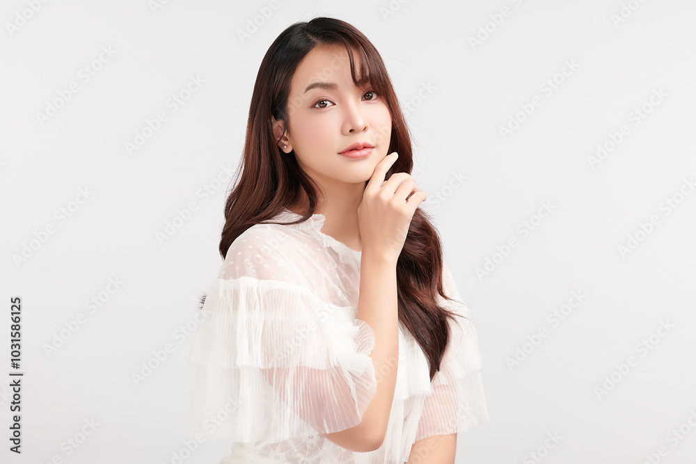 Beautiful young asian woman with clean fresh skin on white background, Face care, Facial treatment, Cosmetology, beauty and spa, Asian women portrait. Beautiful young asian woman with clean fresh skin on white background, Face care, Facial treatment, Cosmetology, beauty and spa, Asian women portrait.