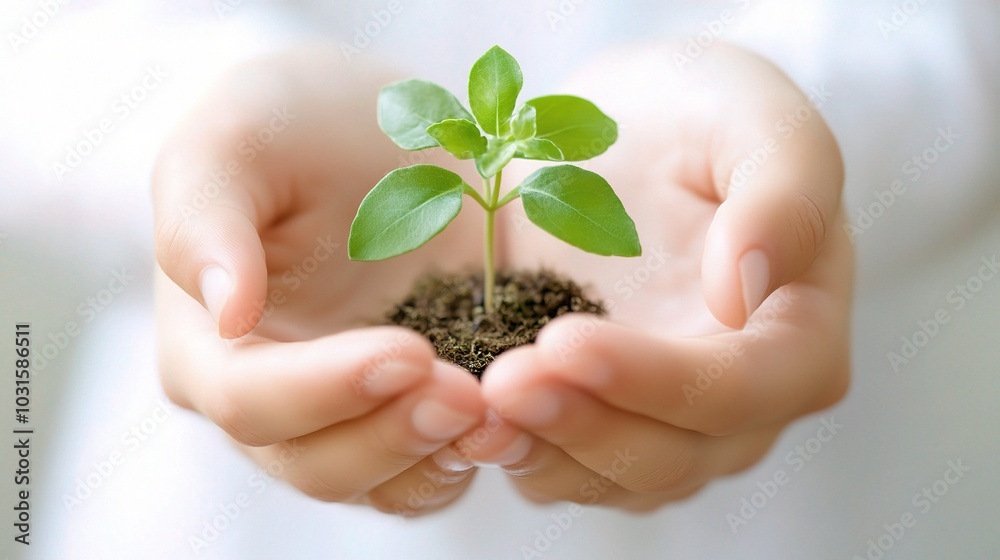 Caring Hands Nurturing a Small Plant Growth Caring Hands Nurturing a Small Plant Growth