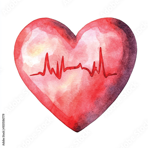 Heart rate monitor watercolor clipart illustration  (8)