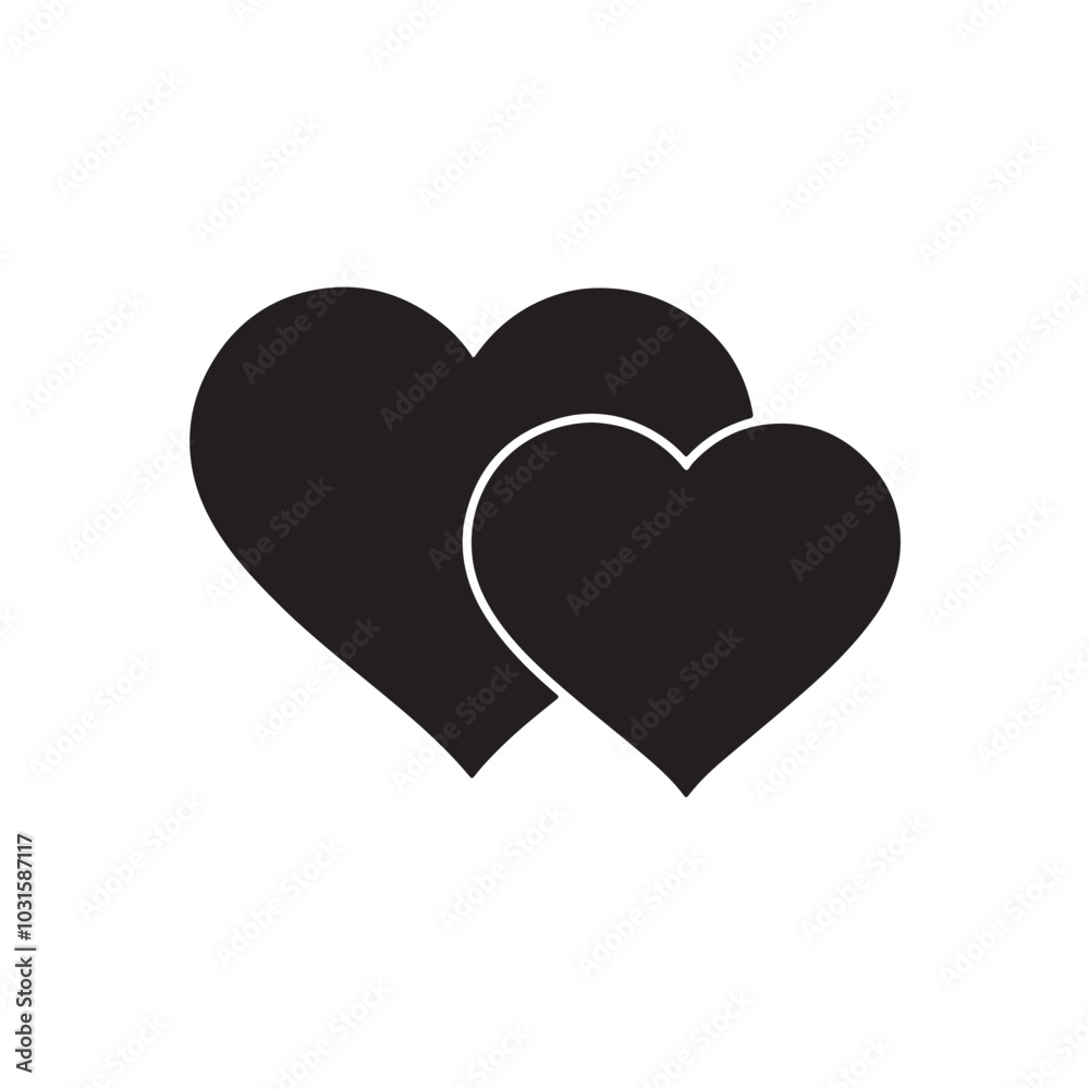 Double heart silhouette clip art Double heart silhouette clip art