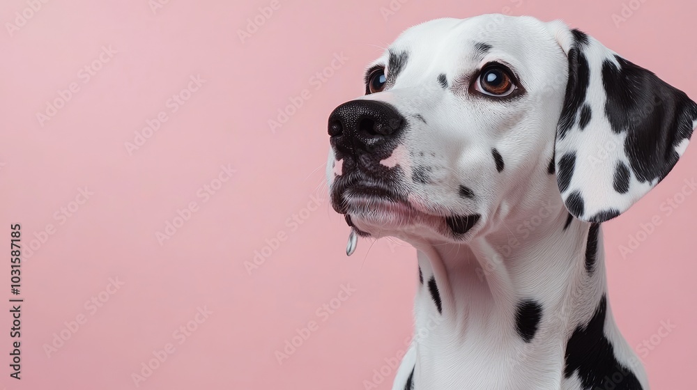 Playful Dalmatian Against Pink Background