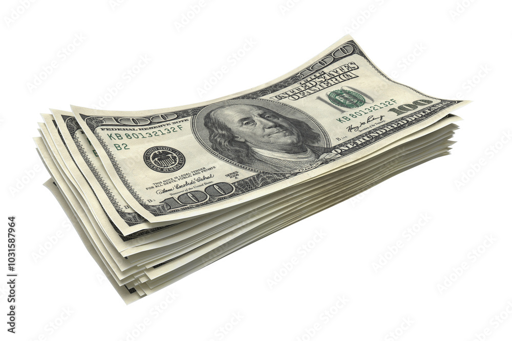 Close up Pile of one hundred US dollar transparent background. Usa dollar bill 3d rendering Close up Pile of one hundred US dollar transparent background. Usa dollar bill 3d rendering