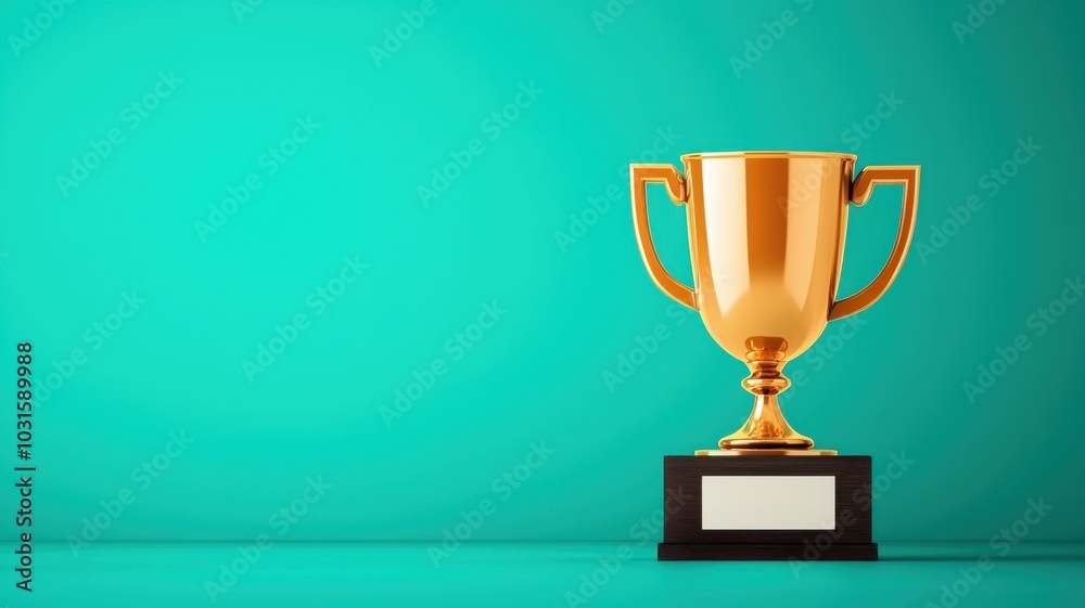 Celebrating Success with Thumbs Up Icon and Trophy in Flat Design Style with Copy Space for Text Celebrating Success with Thumbs Up Icon and Trophy in Flat Design Style with Copy Space for Text