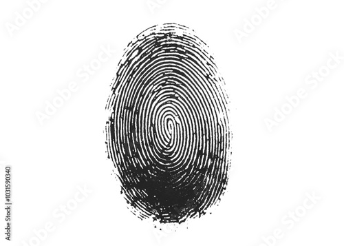 Vector black fingerprint identification symbol Transparent background.