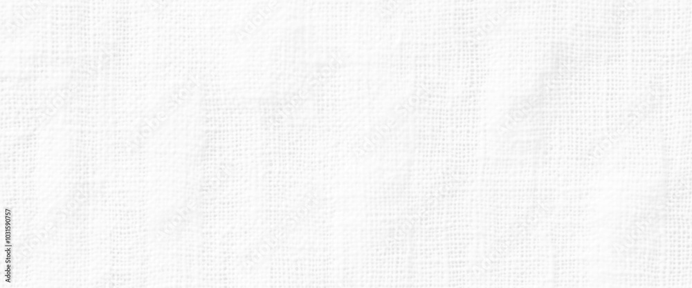 Vector white fabric jute hessian sackcloth canvas woven gauze texture pattern in light white color blank and linen canvas fabric texture background