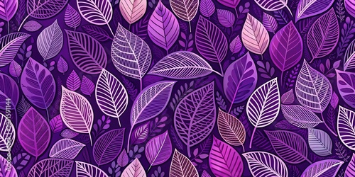 Seamless Purple Vector Leaf Pattern Background for Design Projects