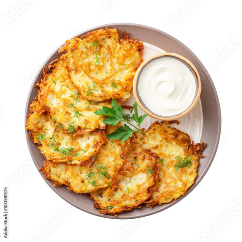 Potato,Pancakes,Or,Latkes,Or,Draniki,With,Sour,Cream,In