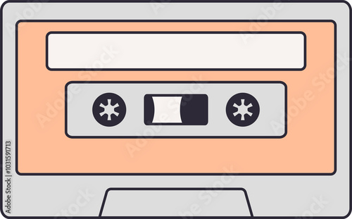Cassette tape Old audio music cassette Tape records of 80s and 90s Retro cassette Plastic musical device Old-fashioned mixtape of tunes and songs Multimedia tool with copy space
