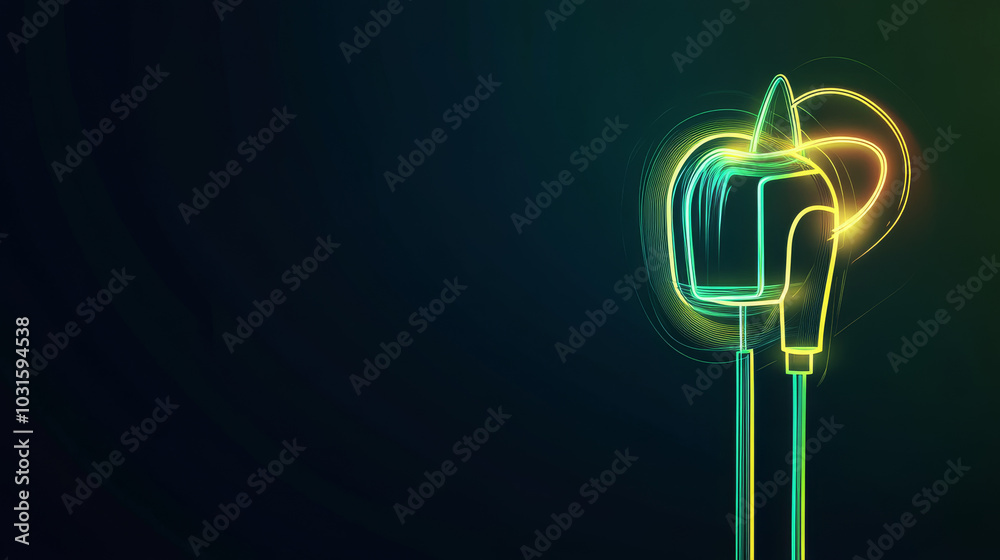 A continuous line drawing shows a green, glowing plug, symbolizing sustainable energy. It represents the idea of eco-friendly, rechargeable power for the planet.continuous single one line art concept. A continuous line drawing shows a green, glowing plug, symbolizing sustainable energy. It represents the idea of eco-friendly, rechargeable power for the planet.continuous single one line art concept.