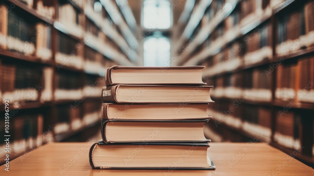Book stack on the desk in a public library. Book stack on the desk in a public library.