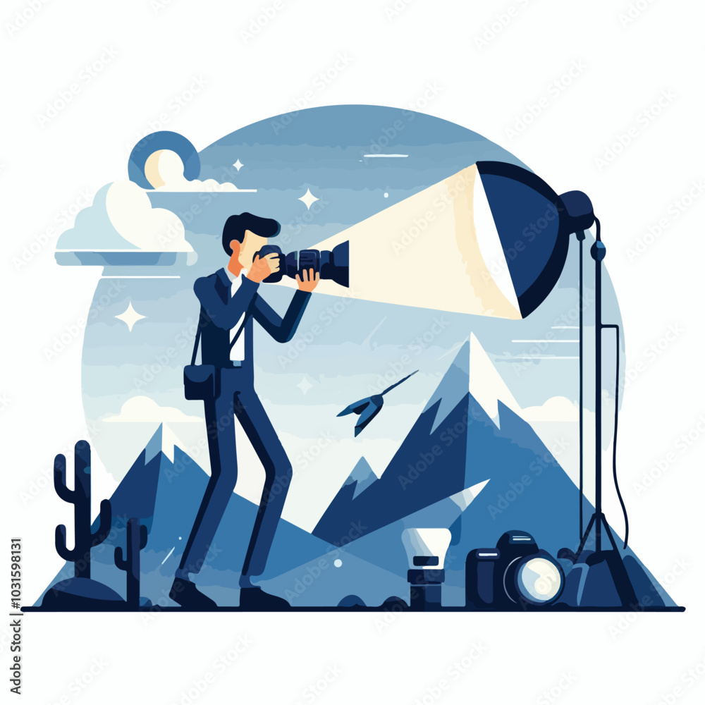 Fototapeta premium a cameraman is taking photo vector